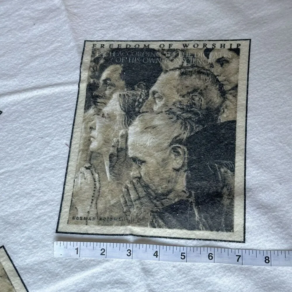 Vintage Norman Rockwell Freedom of Worship Cotton Flannel Fabric Religious READ